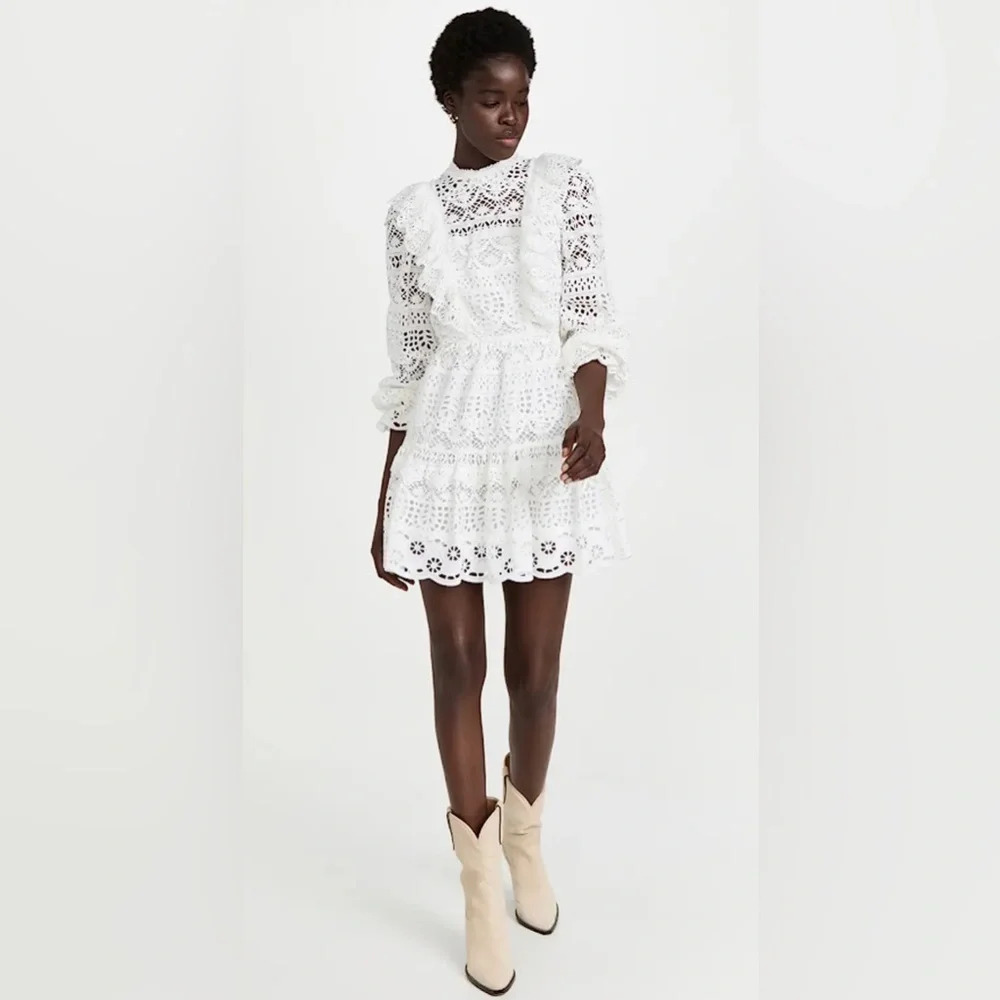 NWT Sea New York Patrizia Lace Open Back Mini Dress in White Size 6 - Picture 5 of 15